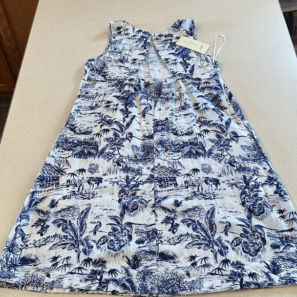 Joie NWT Horse Toile Envelope Cut Out Back Short Sleeveless Dress Blue & White - Picture 14 of 16